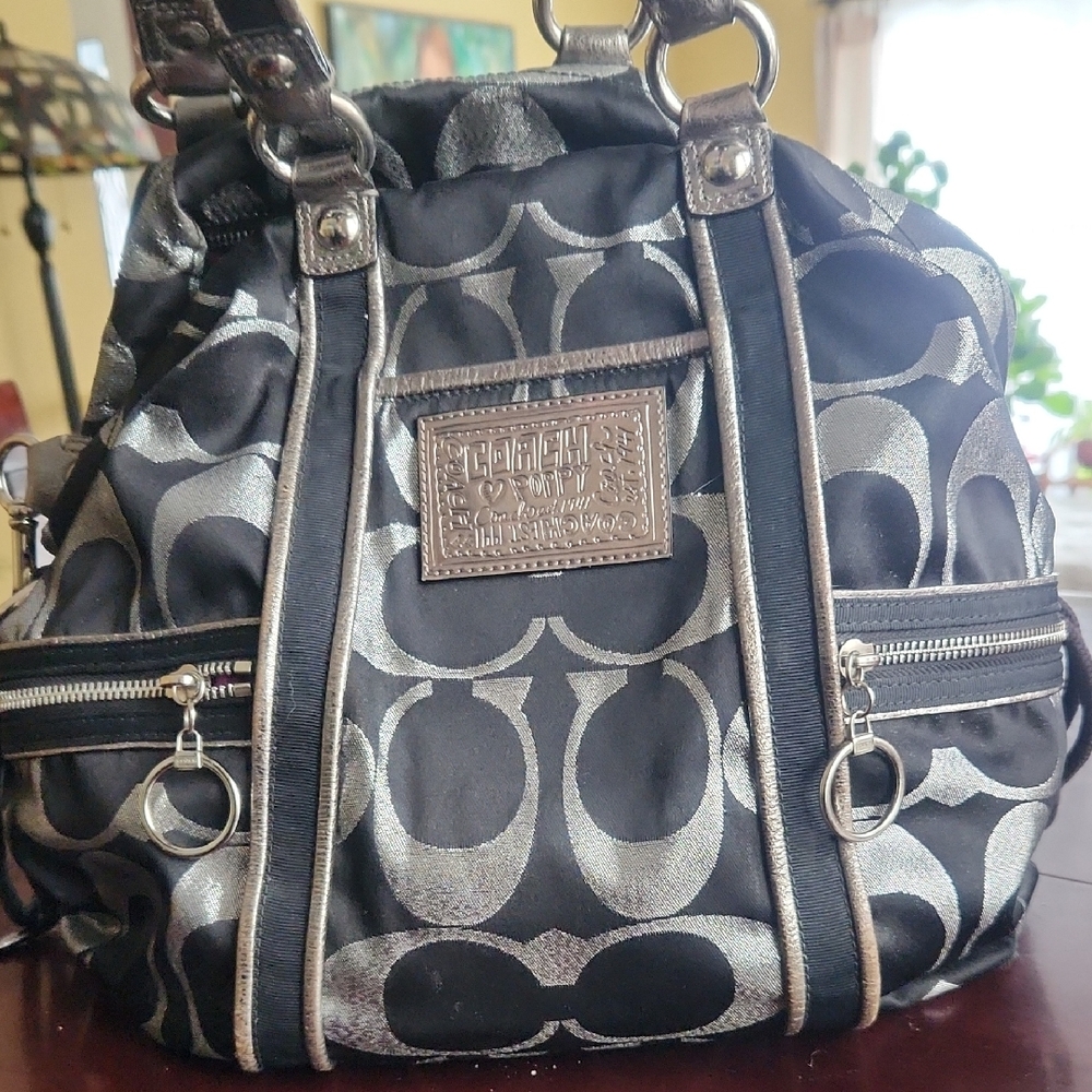 Coach Black and Silver Handbag